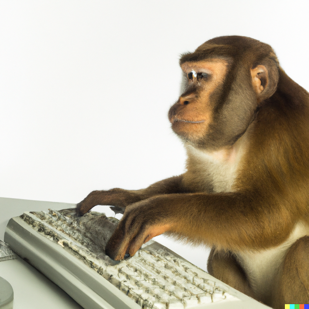 Affe an einer Tastatur
